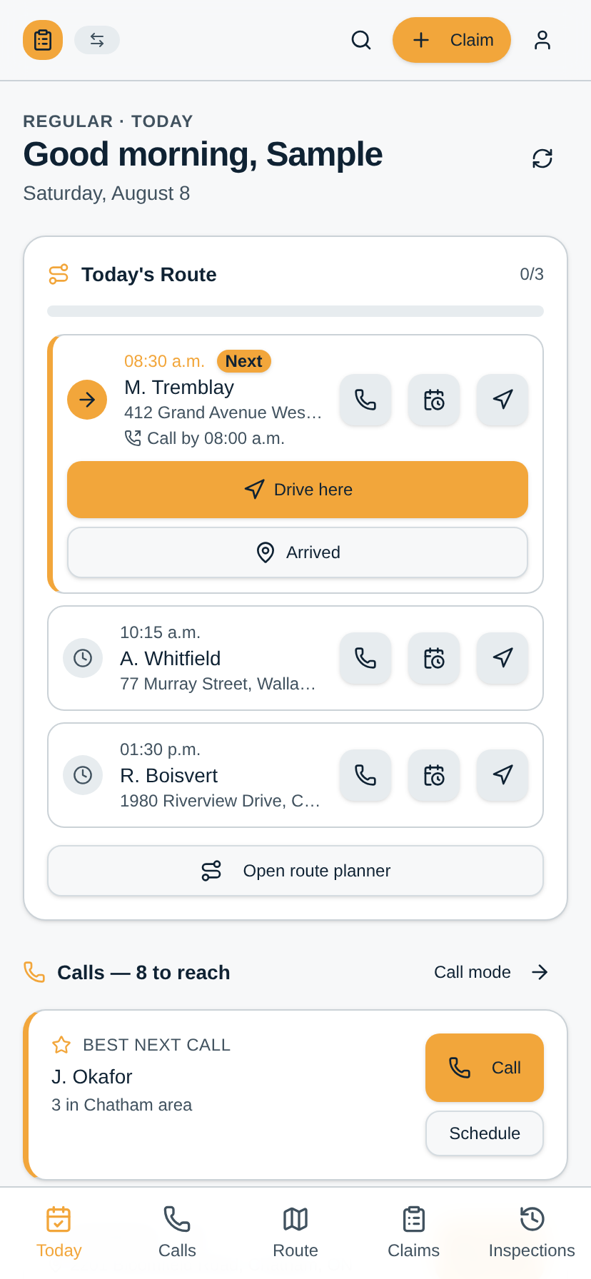 A regular working day: claims routed from home, no deployment